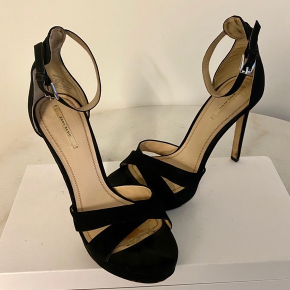 Zara Suede Platform Heeled Sandal - Picture 1 of 5